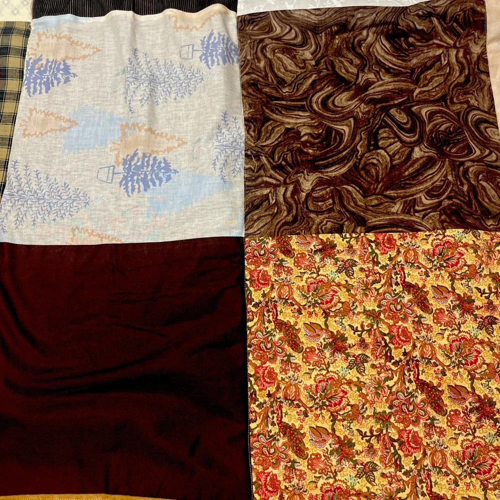Handmade Patchwork Quilt Fall Themed Machine Sewn Faux Suede Back 40